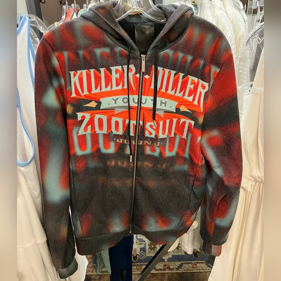 Juun.J Red and Black Graphic Hoodie